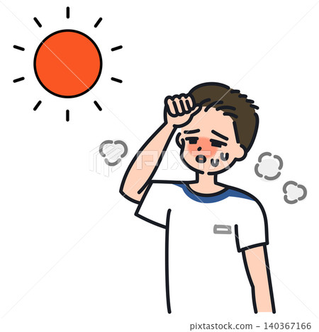 Illustration of a middle/high school boy who looks like he's about to get heatstroke. Illustration of a middle/high school boy who looks like he's about to get heatstroke. 140367166
