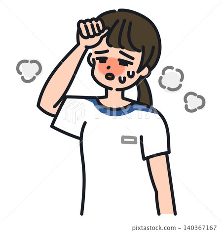 Illustration of middle and high school girls who look like they're about to get heatstroke. Illustration of middle and high school girls who look like they're about to get heatstroke. 140367167