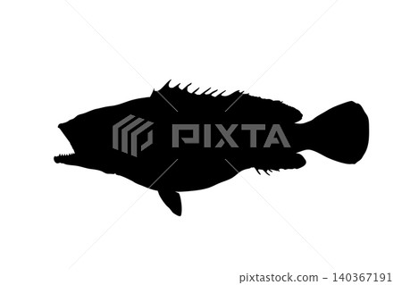Silhouette illustration of a grouper Silhouette illustration of a grouper 140367191