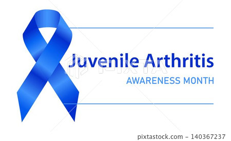Juvenile Arthritis Awareness Month banner with blue ribbon. Blue awareness ribbon. Raising awareness of Juvenile Arthritis campaign. Vector concept illustration. For banner, poster, card, background 140367237