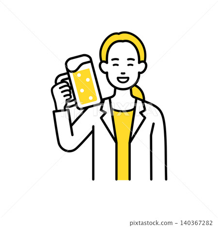 年輕女白領舉杯啤酒 140367282