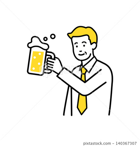 A middle-aged office worker toasts. 140367307