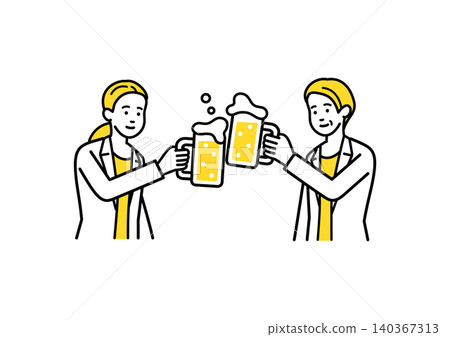 Female office worker toasting Female office worker toasting 140367313