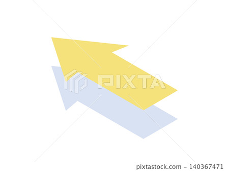 [Transparent Background] Shadowed arrow design pointing to the upper left (yellow) 140367471