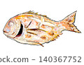 Grilled sea bream (watercolor style illustration) 140367752