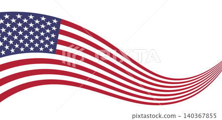 Patriotic American flag wave isolated on a transparent background. Perfect for 4th of July, Memorial Day, election campaigns, presidents day posters and signs. Copy space. PNG. Vector banner Patriotic American flag wave isolated on a transparent background. Perfect for 4th of July, Memorial Day, election campaigns, presidents day posters and signs. Copy space. PNG. Vector banner 140367855