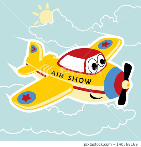 Cute smiling airplane, vector cartoon illustration 140368169