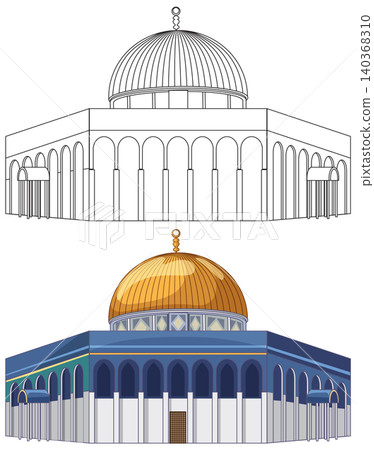 Vector Illustration of Dome of the Rock Mosque in Jerusalem Vector Illustration of Dome of the Rock Mosque in Jerusalem 140368310