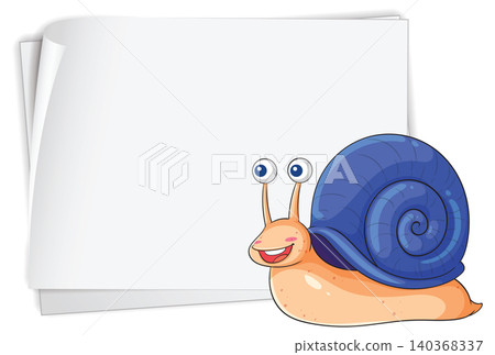 Cartoon Snail Character with Blank White Paper Template Cartoon Snail Character with Blank White Paper Template 140368337