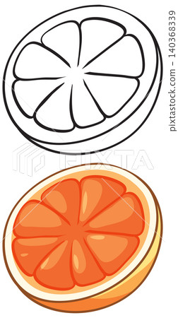 Orange Fruit Slice Vector Illustration in Color and Line Art 140368339
