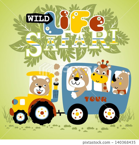 Group of cute animals on vehicle, vector cartoon illustration Group of cute animals on vehicle, vector cartoon illustration 140368435