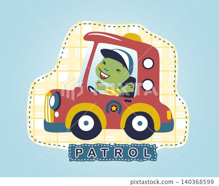 Funny turtle on car, vector cartoon illustration Funny turtle on car, vector cartoon illustration 140368599