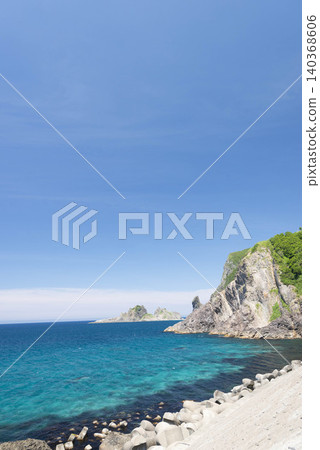 The beautiful Cape Kamui and the Shakotan Blue sea on the Shakotan Peninsula in Hokkaido. The beautiful Cape Kamui and the Shakotan Blue sea on the Shakotan Peninsula in Hokkaido. 140368606
