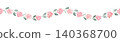 Pink watercolor rose flowers spots and leaves seamless border on white background. Repeat banner soft pastel colors water color for beauty products. Hand drawn illustration on isolated background. 140368700