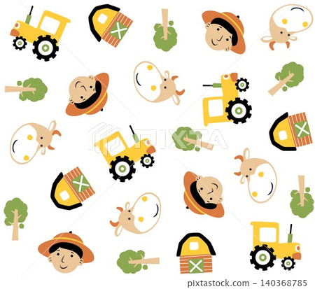 seamless vector pattern of farming elements 140368785