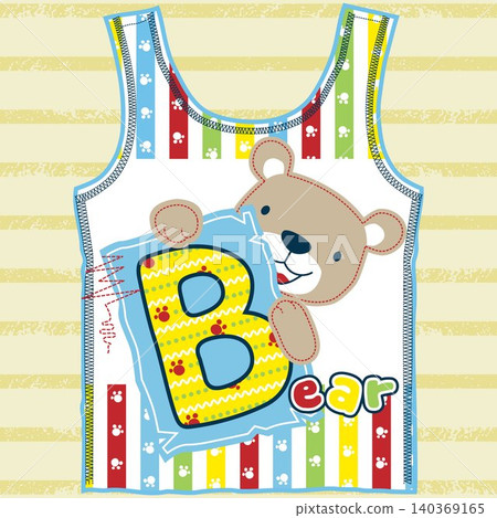 funny bear cartoon with colorful alphabets in kids t shirt pattern funny bear cartoon with colorful alphabets in kids t shirt pattern 140369165