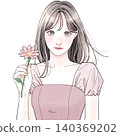 Woman holding a single flower - Pink 140369202