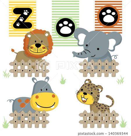 Vector illustration of animals cartoon in the zoo Vector illustration of animals cartoon in the zoo 140369344