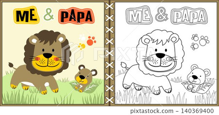 Vector illustration of lions cartoon, coloring page or book Vector illustration of lions cartoon, coloring page or book 140369400