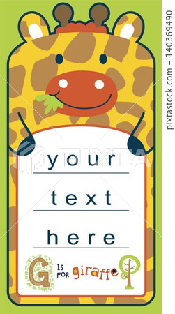 Animal cartoon vector character on card template, cute giraffe cartoon Animal cartoon vector character on card template, cute giraffe cartoon 140369490