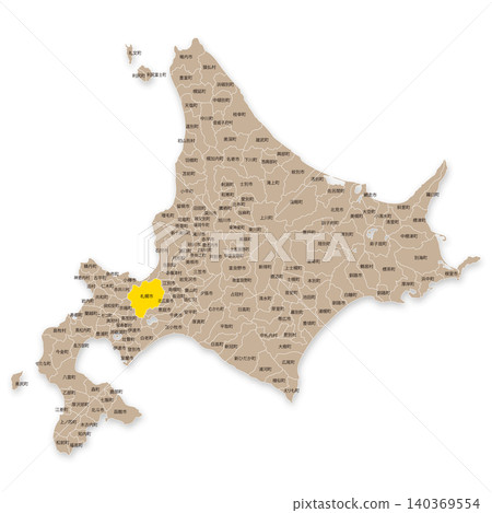 Map of Hokkaido and Sapporo city Map of Hokkaido and Sapporo city 140369554