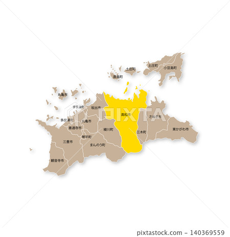 Map of Kagawa Prefecture and Takamatsu City Map of Kagawa Prefecture and Takamatsu City 140369559