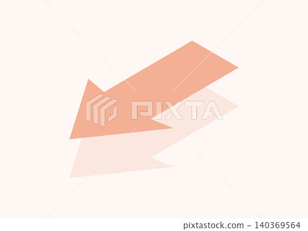 A design featuring a shadowed arrow pointing downwards to the left (pink) A design featuring a shadowed arrow pointing downwards to the left (pink) 140369564