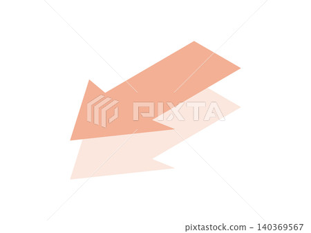 [Transparent Background] Shadowed arrow design pointing to the lower left (pink) 140369567