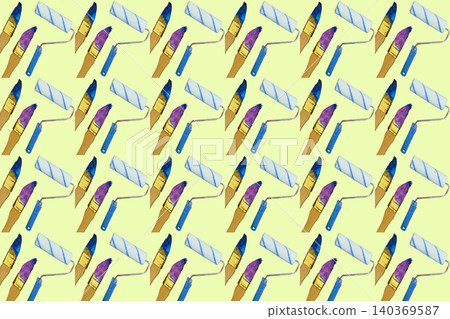 Pattern of painting tools used roller,paint brushes Pattern of painting tools used roller,paint brushes 140369587