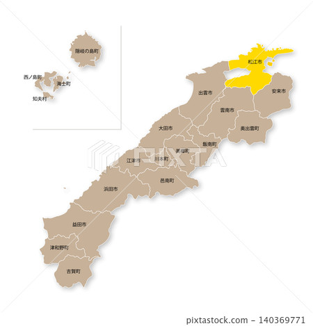 島根縣和松江市地圖 島根縣和松江市地圖 140369771