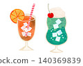 Collage-style handwritten drink set (orange juice, melon soda) 140369839