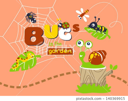 Vector cartoon of funny bugs illustration Vector cartoon of funny bugs illustration 140369915