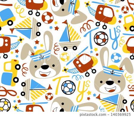seamless pattern of toy element cartoon with bunny seamless pattern of toy element cartoon with bunny 140369925