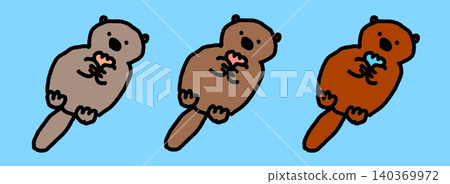Floating Otter - Hand-drawn Illustration Material Floating Otter - Hand-drawn Illustration Material 140369972