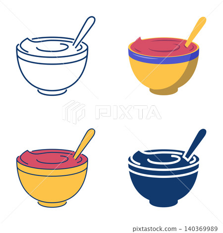 Bowl with Samanu dessert icon set Bowl with Samanu dessert icon set 140369989