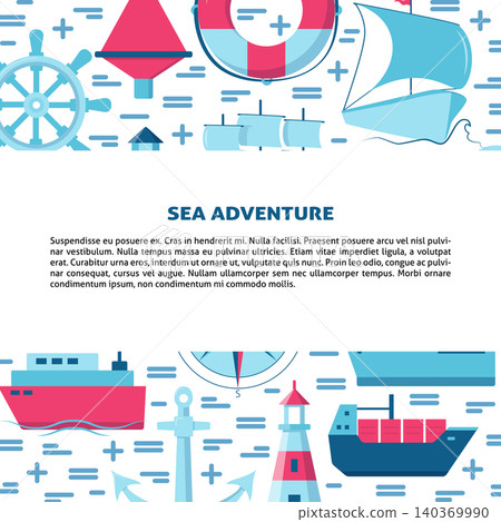 Marine banner or poster template with place for text Marine banner or poster template with place for text 140369990