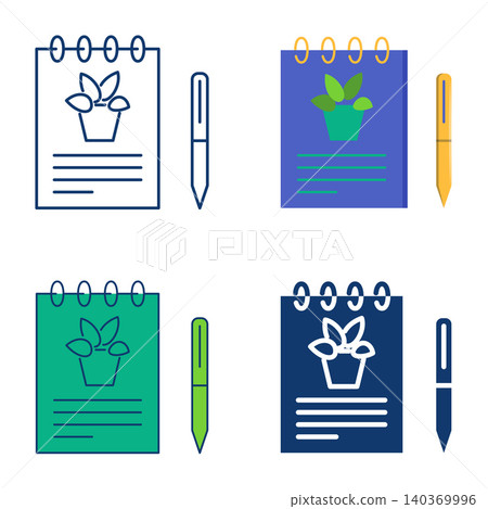 Plant observation journal icon set Plant observation journal icon set 140369996
