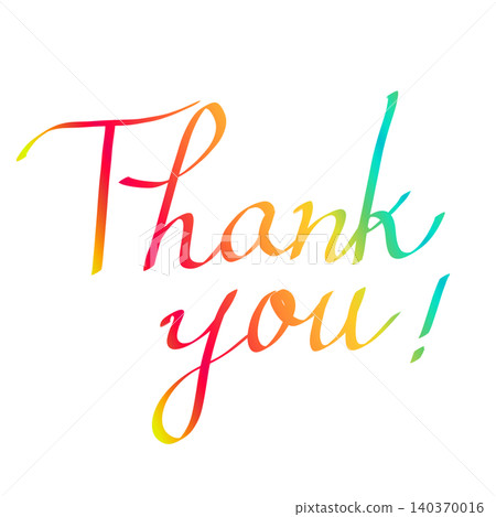 Colorful, calligraphic-style handwritten letters: Thank you 140370016