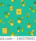 Potted home plants seamless pattern 140370041