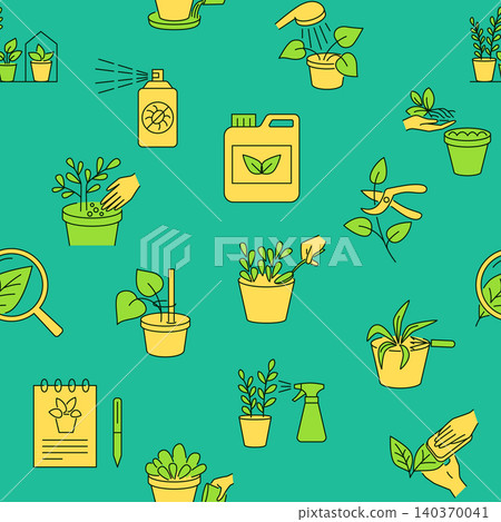 Potted home plants seamless pattern Potted home plants seamless pattern 140370041