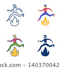 Fire jumping icon set 140370042