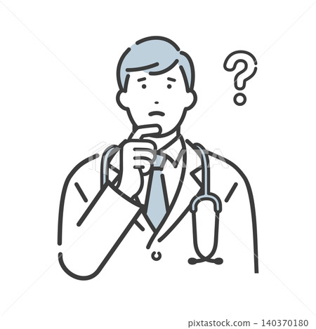 A young male doctor thinking A young male doctor thinking 140370180
