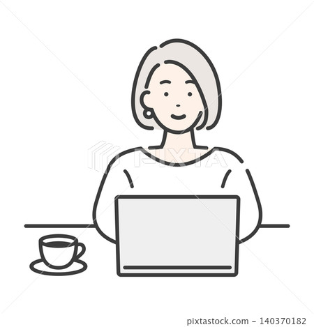 A young lady who operates a personal computer A young lady who operates a personal computer 140370182