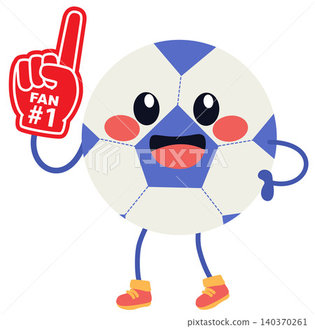 Soccer Ball Mascot Holding Red Foam Finger Cartoon Vector Illustration Soccer Ball Mascot Holding Red Foam Finger Cartoon Vector Illustration 140370261
