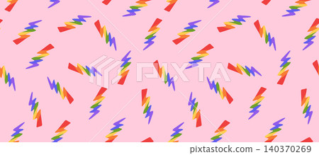 Rainbow Lightning Seamless Pattern LGBTQ Pride Month Background Rainbow Lightning Seamless Pattern LGBTQ Pride Month Background 140370269