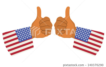 African American Hands Showing Thumbs Up with American Flag Sleeves African American Hands Showing Thumbs Up with American Flag Sleeves 140370290