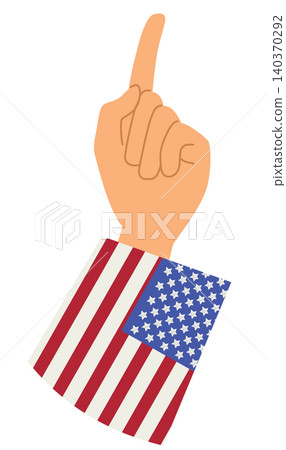 Pointing Hand Up with American Flag Sleeve Patriotic Gesture Illustration Pointing Hand Up with American Flag Sleeve Patriotic Gesture Illustration 140370292