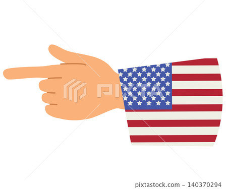 Pointing Hand to Left with American Flag Sleeve Patriotic Gesture Illustration Pointing Hand to Left with American Flag Sleeve Patriotic Gesture Illustration 140370294