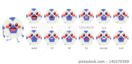 Soccer Ball Mascot Rigging Set with Facial Expressions for Animation Soccer Ball Mascot Rigging Set with Facial Expressions for Animation 140370309