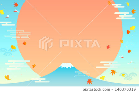 Simple frame 2 (horizontal) featuring autumn leaves, Mt. Fuji, and the sun. Simple frame 2 (horizontal) featuring autumn leaves, Mt. Fuji, and the sun. 140370319